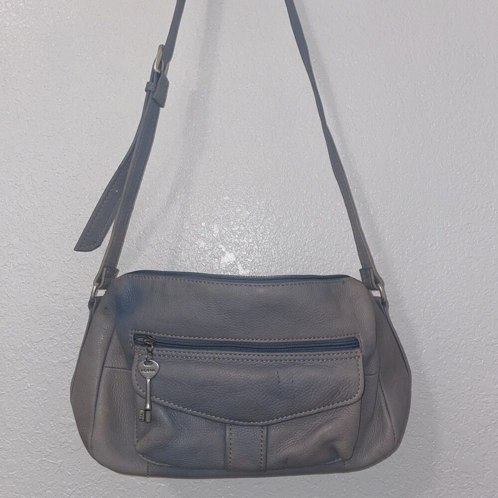 Vintage Fossil Handbag Shoulder Cross Body Strap w Key Faded Leather Bag See